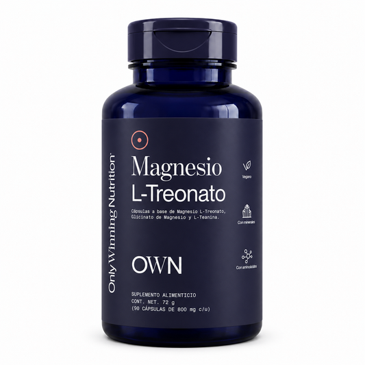Only Winning Nutrition Magnesio L-Treonato, 160 mg por Porción, con Glicinato de Magnesio y L-Teanina, 90 Cápsulas, Vegano para Memoria y Enfoque