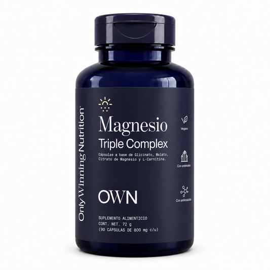 Only Winning Nutrition Magnesio Triple Complex, 268 mg por Porción, con L-Carnitina y Zinc, 90 Cápsulas, Vegano Apoyo Muscular, Energía y Recuperación