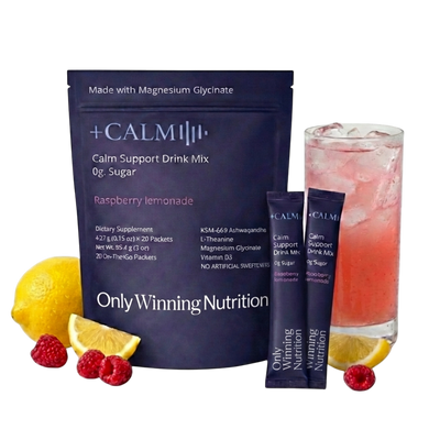 OWN CALM+ – Magnesium Glycinate Drink Mix | KSM-66® Ashwagandha + L-Theanine | Stress & Relaxation Support | 20 On-The-Go Packets