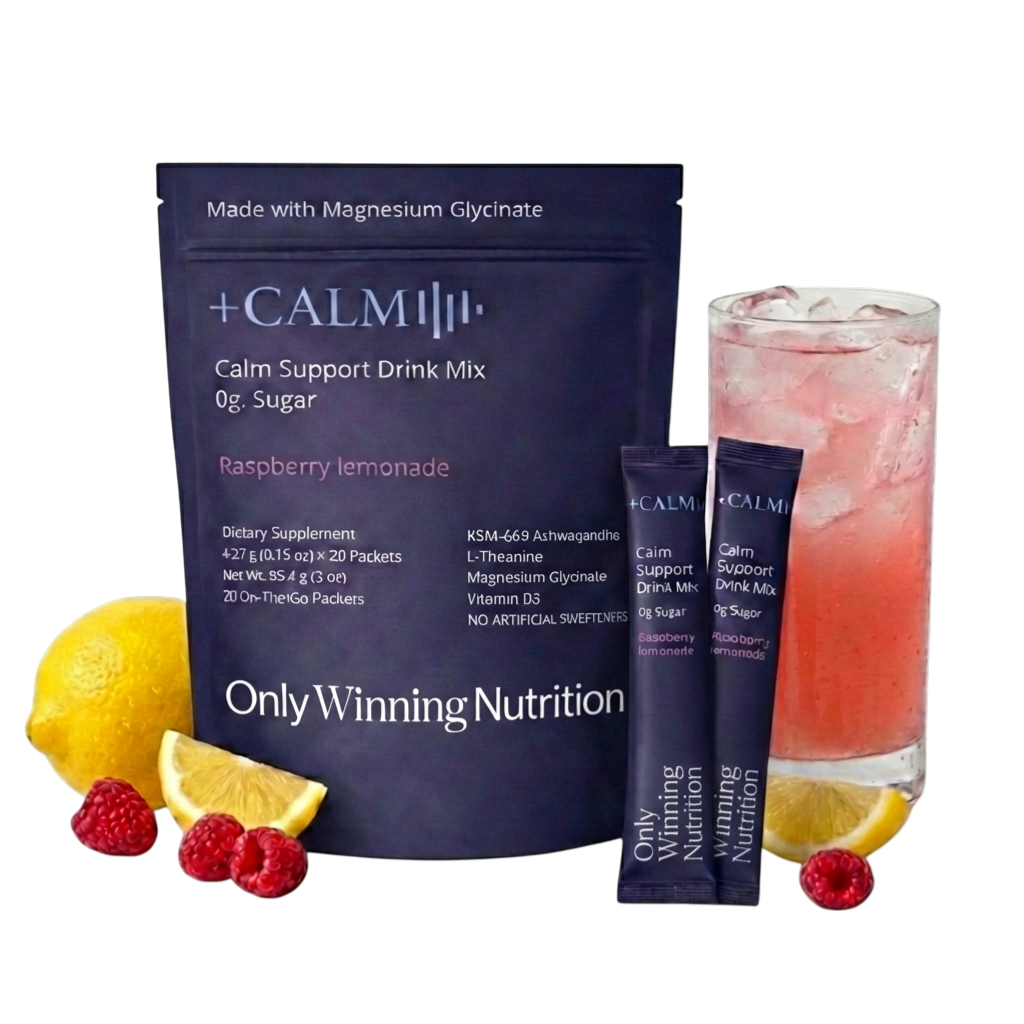 OWN CALM+ – Magnesium Glycinate Drink Mix | KSM-66® Ashwagandha + L-Theanine | Stress & Relaxation Support | 20 On-The-Go Packets